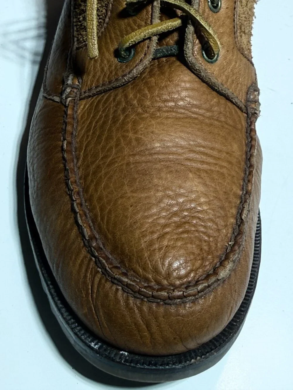 Vintage Bostonian Fantastic Double Leather Moccasins Leather Sole Mens Size 10 M